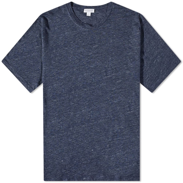 Photo: Sunspel Men's Linen T-Shirt in Navy Melange