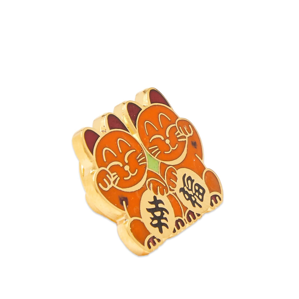 BEAMS JAPAN Lucky Cat Pin Badge in Orange
