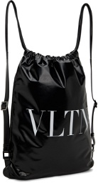 Valentino Garavani Black 'VLTN' Drawstring Backpack