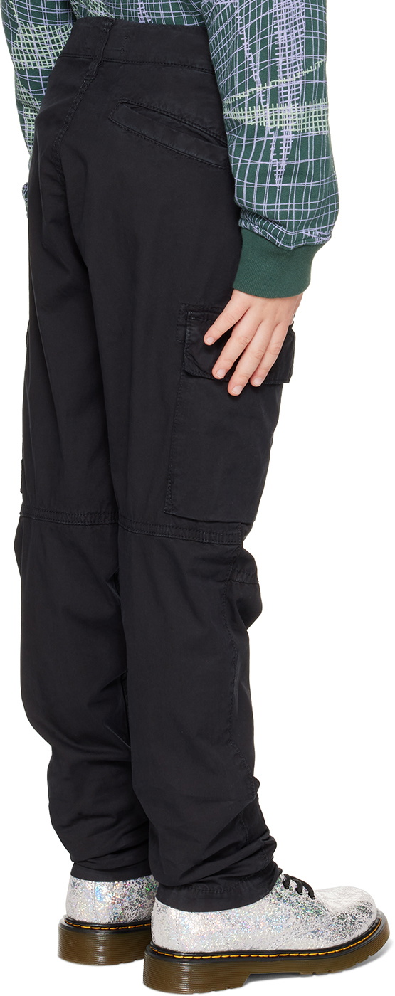Stone Island Junior Kids Black Patch Cargo Pants