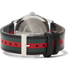 Gucci - G-Timeless 38mm Stainless Steel and Striped Leather Watch - Black
