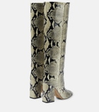 Paris Texas Anja snake-print leather knee-high boots