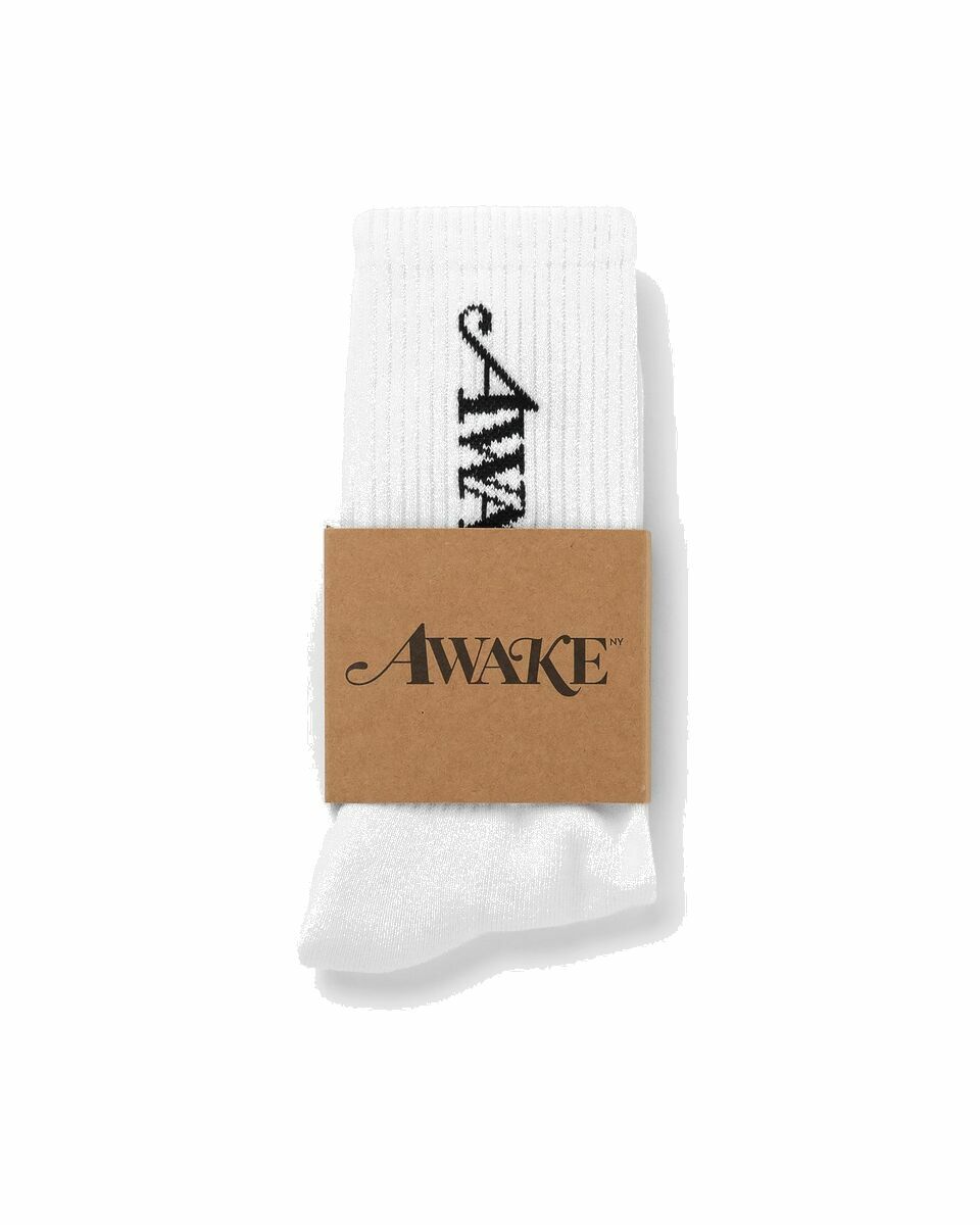 Photo: Awake Logo Socks White - Mens - Sneaker Care