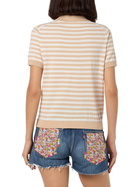 MC2 Saint Barth Woman Beige Striped Knitted Polo Evonne