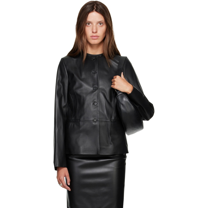 Photo: Loulou de Saison Black ADEA Collarless Leather Jacket