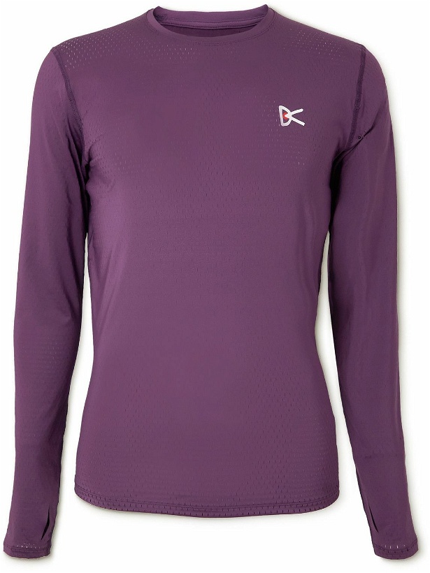 Photo: DISTRICT VISION - Air-Wear Logo-Print Stretch-Mesh T-Shirt - Purple