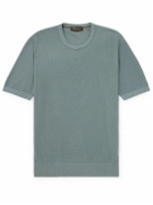 Loro Piana - Slim-Fit Cotton and Silk-Blend Piqué T-Shirt - Blue