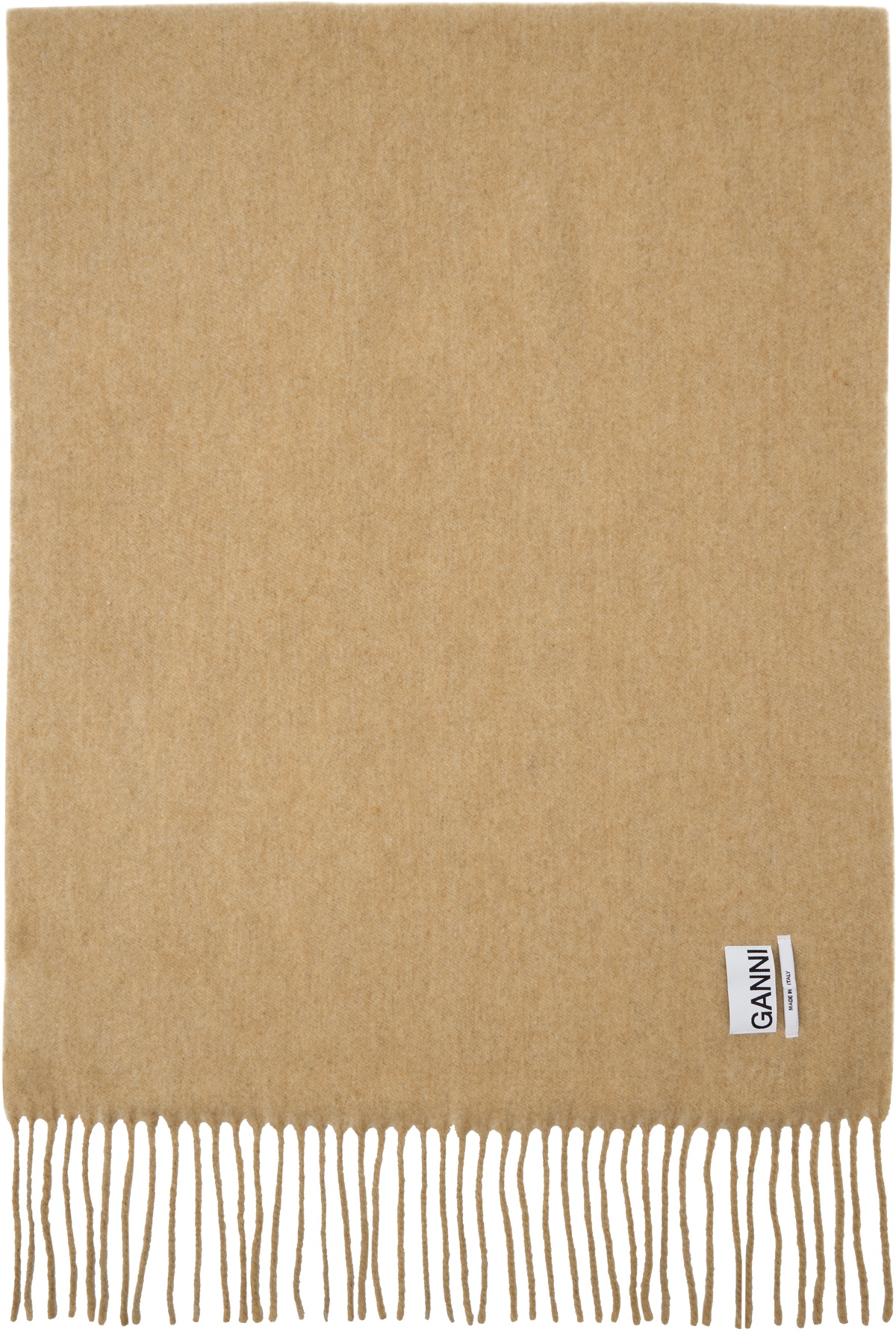 GANNI Off-White Fringed Scarf