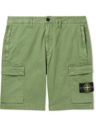 Stone Island - Straight-Leg Garment-Dyed Cotton-Blend Twill Cargo Shorts - Green