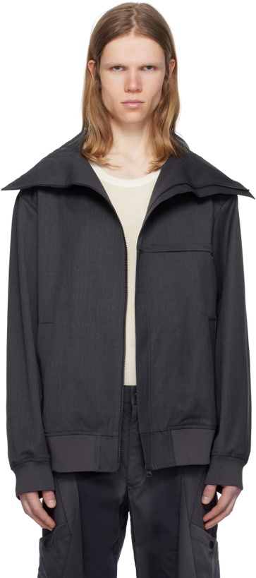 Photo: JiyongKim Gray Hooded Zip-Up Jacket