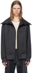 JiyongKim Gray Hooded Zip-Up Jacket