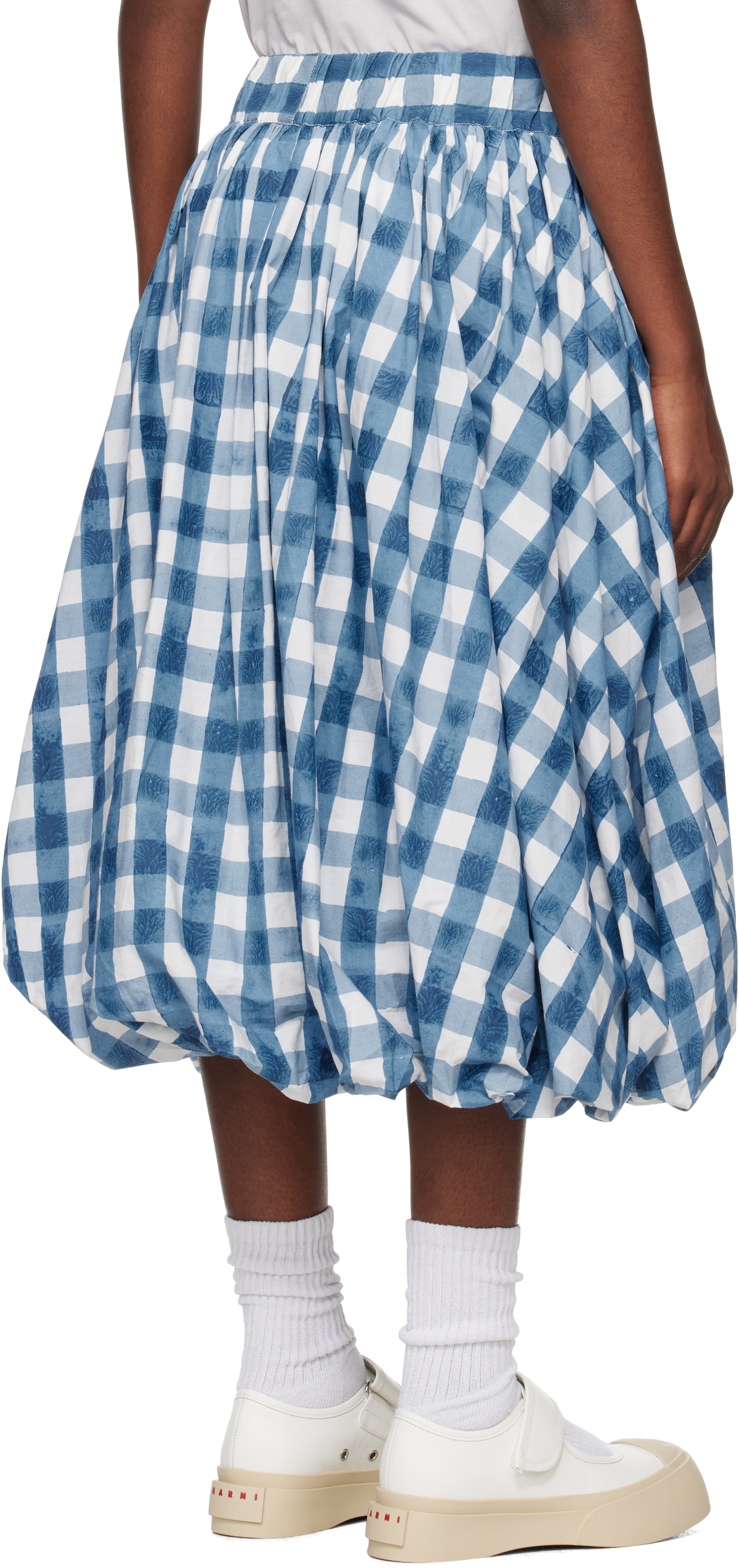 Story mfg. Blue & White Marsh Midi Skirt