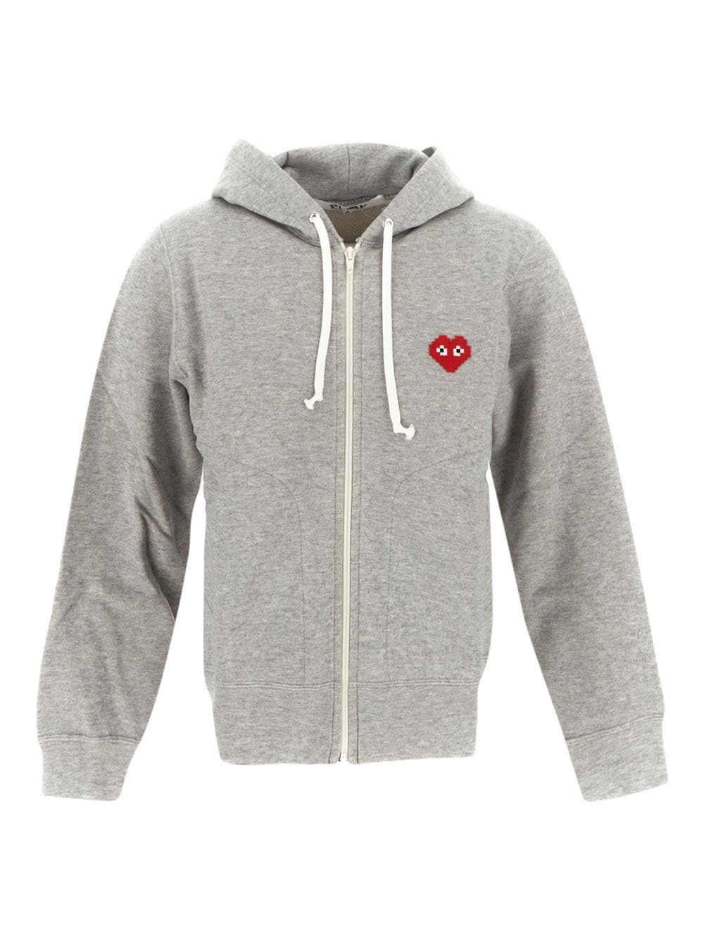 Comme Des Garçons Play Grey Logo Hoodie