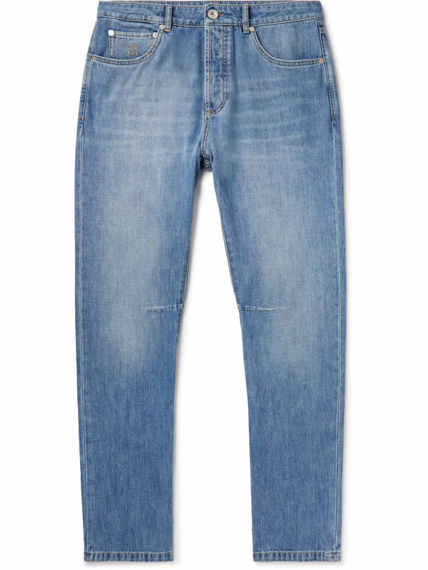Photo: Brunello Cucinelli - Slim-Fit Tapered Jeans - Blue