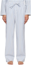 Tekla White & Blue Oversized Pyjama Pants