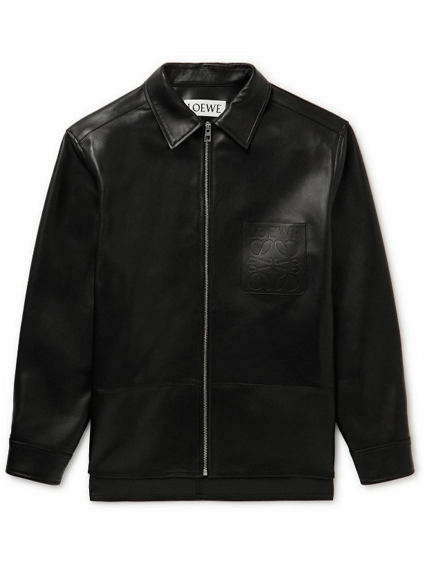 Photo: Loewe - Logo-Debossed Leather Jacket - Black