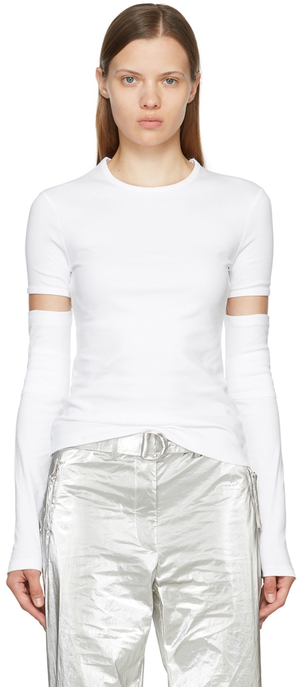 Helmut Lang White Interlock Long Sleeve T-Shirt Helmut Lang