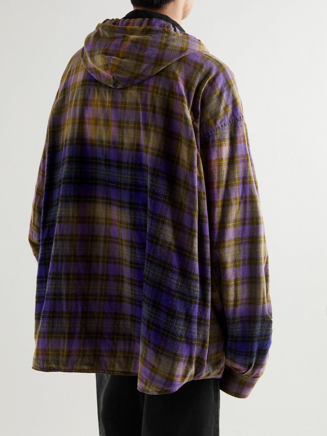 Balenciaga - Oversized Bleached Checked Cotton-Flannel