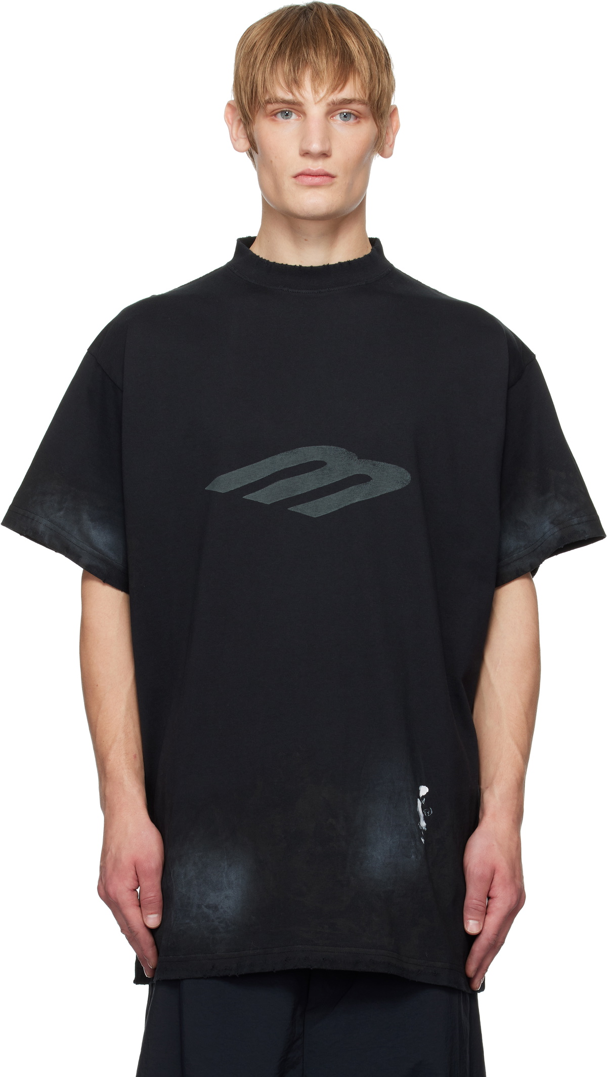 Balenciaga Black 3B Stencil Vintage Jersey Oversized T-shirt