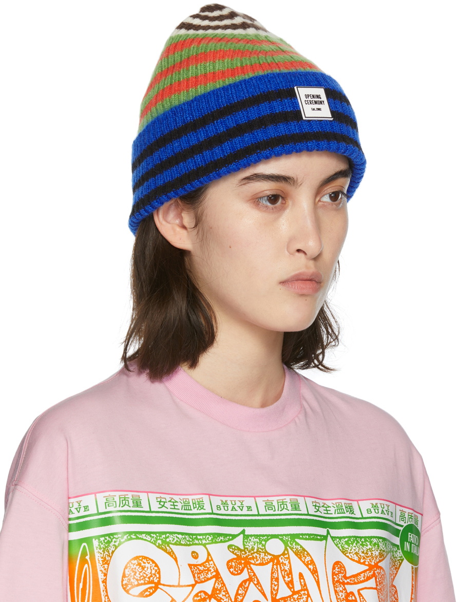 Opening Ceremony Multicolor Mohair Patchwork Stripe Beanie