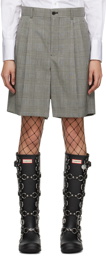 Noir Kei Ninomiya Gray Glencheck Shorts