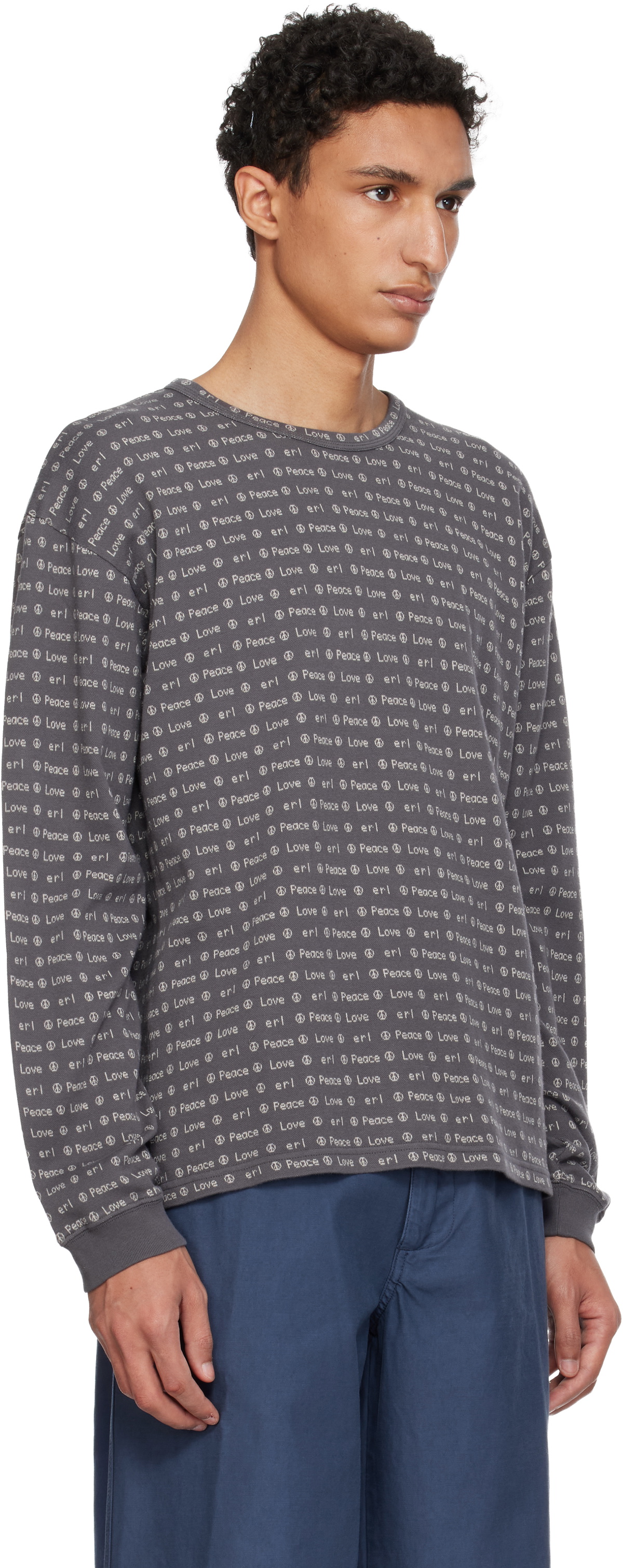 ERL Gray Jacquard Long Sleeve Knit T-shirt
