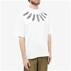 Marcelo Burlon Men's Collar Feathers Oversized T-Shirt in White