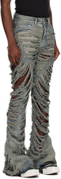 Rick Owens DRKSHDW Blue Bias Jeans