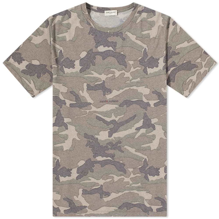 Photo: Saint Laurent Camo Archive Logo Tee