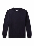 C.P. Company - Logo-Appliquéd Brushed Cotton-Jersey Sweatshirt - Blue