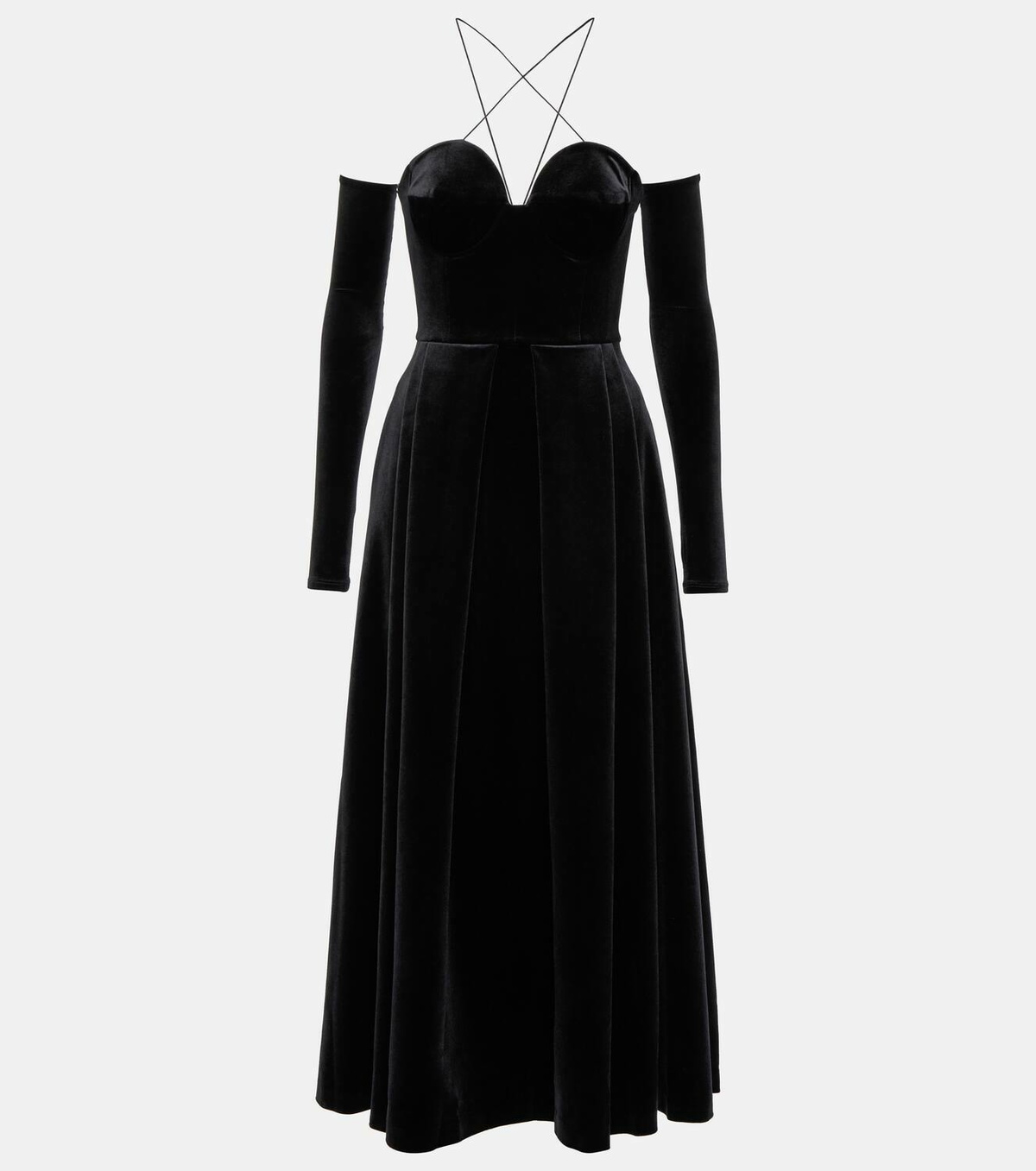 Alex Perry Off-shoulder velvet midi dress Alex Perry Alex Perry Off-shoulder velvet midi dress Alex Perry