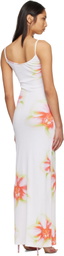 Casablanca Off-White Glitch Orchid Soft Ribbed Maxi Dress