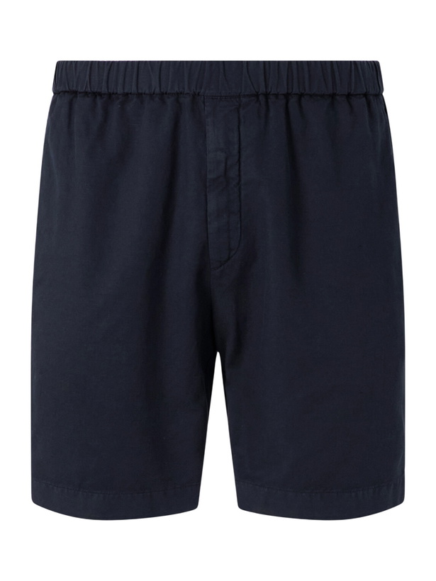 Photo: Boglioli - Straight-Leg Stretch Cotton and Linen-Blend Shorts - Blue