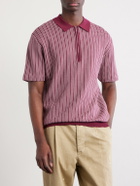 Beams Plus - Jacquard-Knit Cotton Half-Zip Polo Shirt - Red