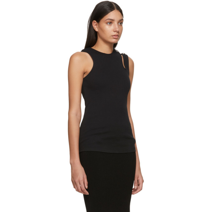 Balmain Black Asymmetric Tank Top Balmain