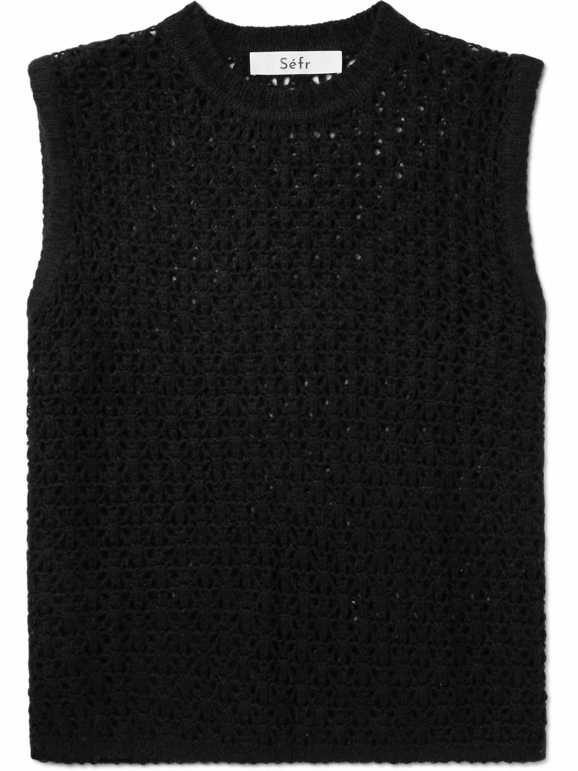Photo: Séfr - River Open-knit Cashmere Sweater Vest - Black