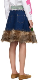 Chopova Lowena Navy & Beige Kram Knee Denim Miniskirt