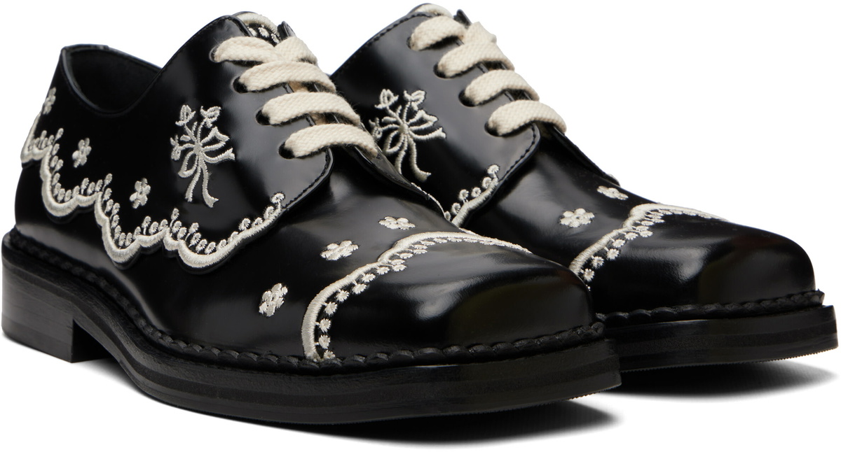 Simone Rocha Black Floral Lace Brogue Derbys
