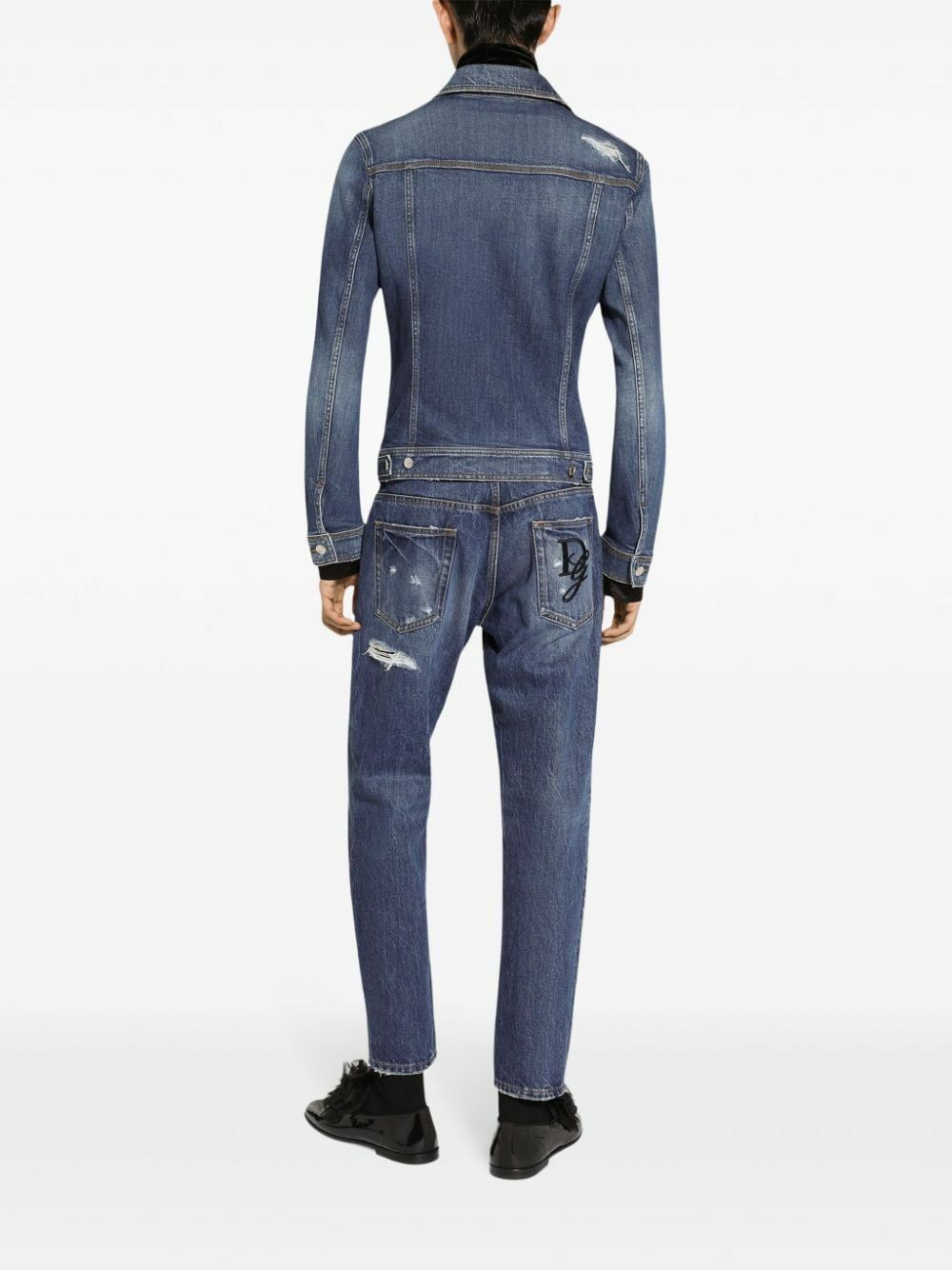 Dolce & Gabbana Black Washed Ripped Loose Cotton Denim Jeans main image 1
