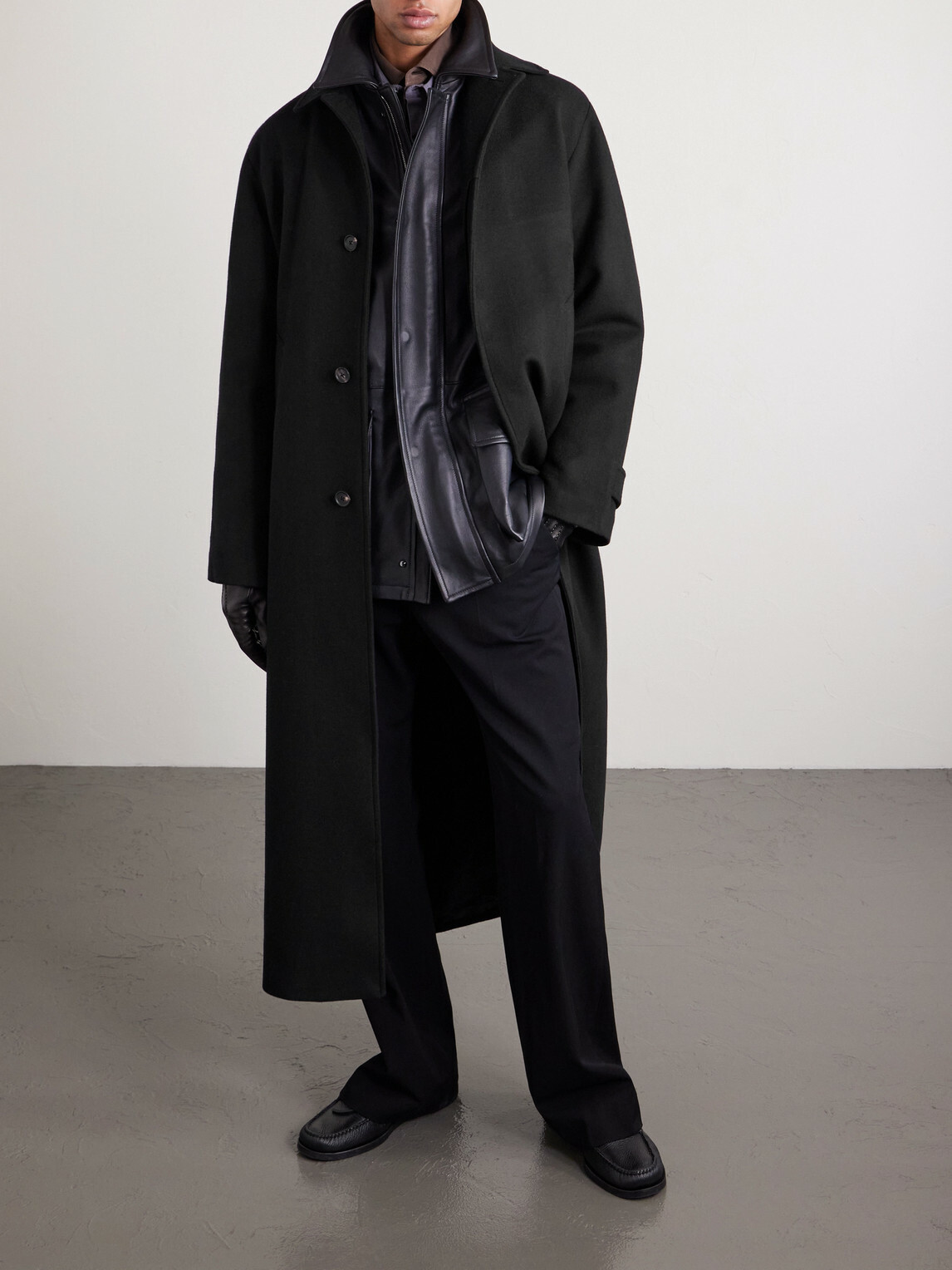 Saman Amel - Belted Wool Overcoat - Black