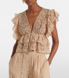 Adriana Degreas Ruffled lace crop top