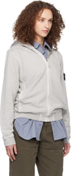 Stone Island Gray 6100032 Malfilé Fleece Old Effect Hoodie