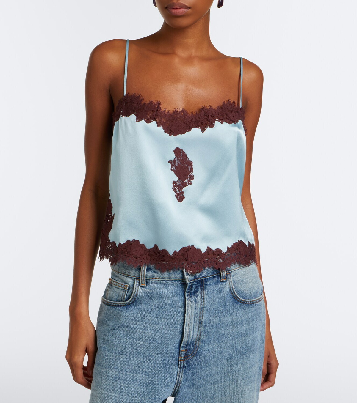 Dôen Avelaine lace-trimmed silk satin camisole