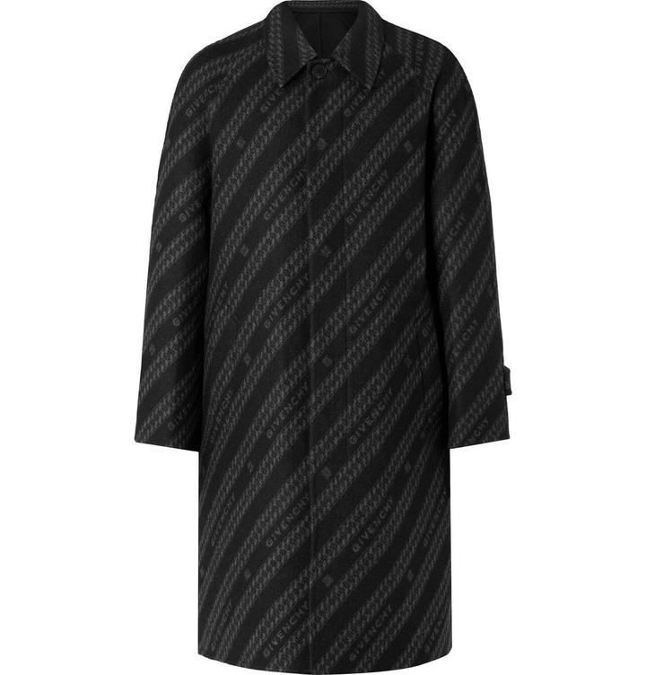 Photo: GIVENCHY - Reversible Logo-Jacquard Wool, Silk and Cashmere-Blend Coat - Black