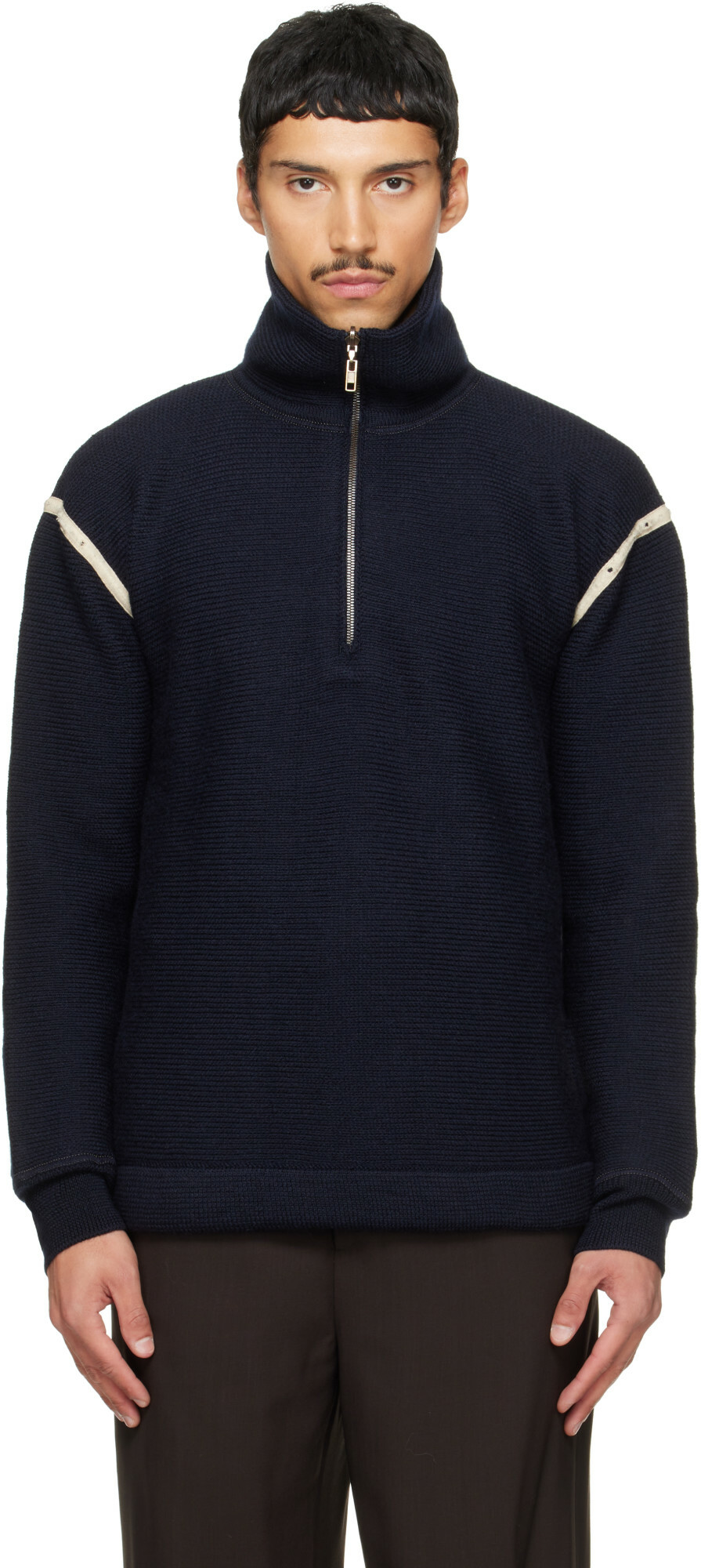Maison Margiela Brown Elbow Patch Sweater