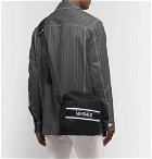 Versace - Leather and Mesh-Trimmed Logo-Print Shell Messenger Bag - Black