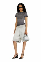 Diesel 1DR Dome - Mini bowling bag in satin and suede - Crossbody Bags Womens in Silver