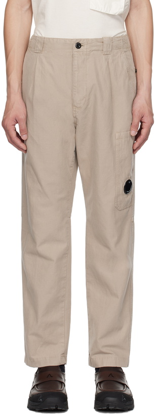 Photo: C.P. Company Beige Garment-Dyed Cargo Pants