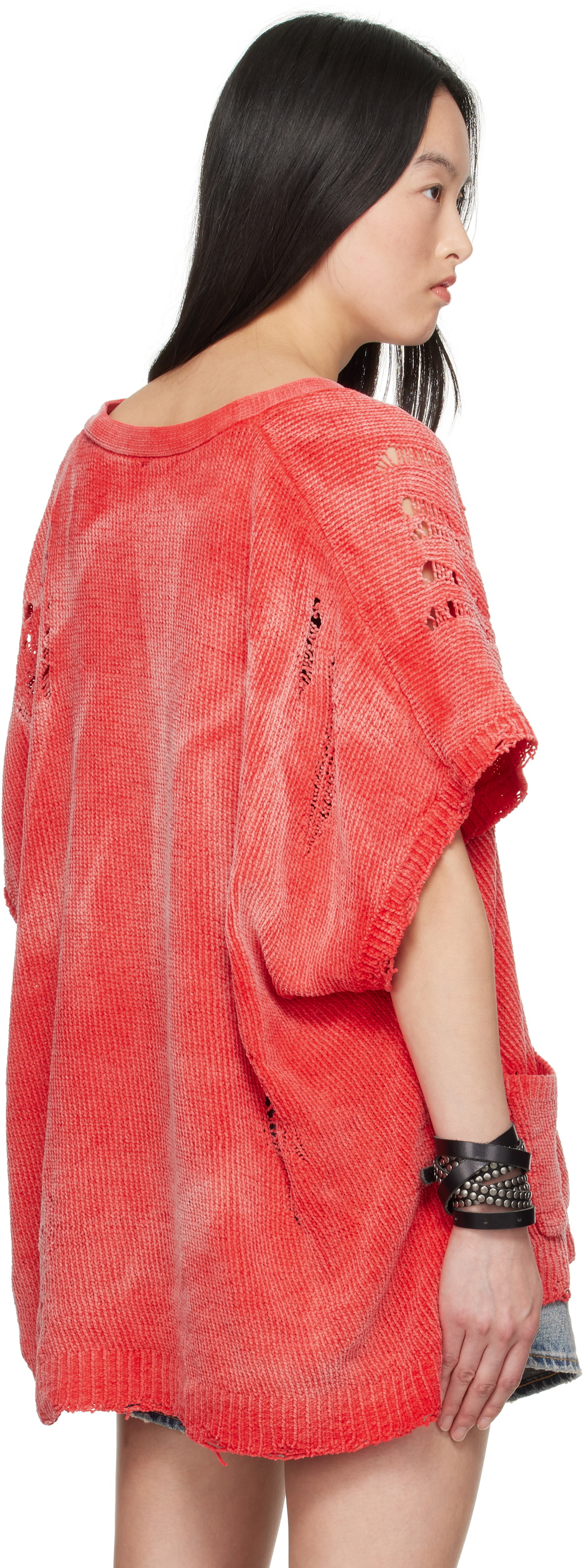 R13 Red Sleeveless Boxy Cardigan