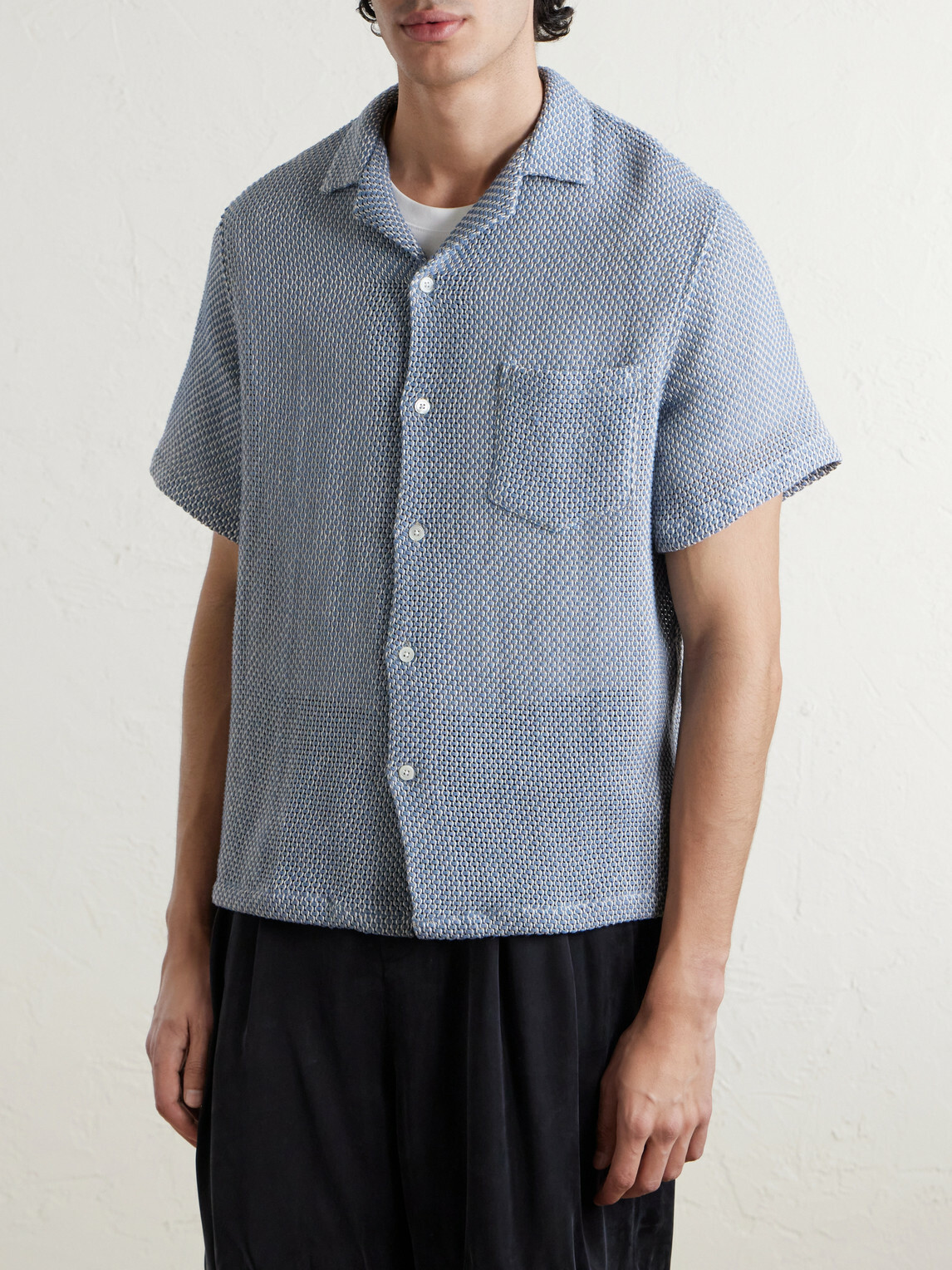 Portuguese Flannel - Agora Camp-Collar Cotton-Blend Shirt - Blue